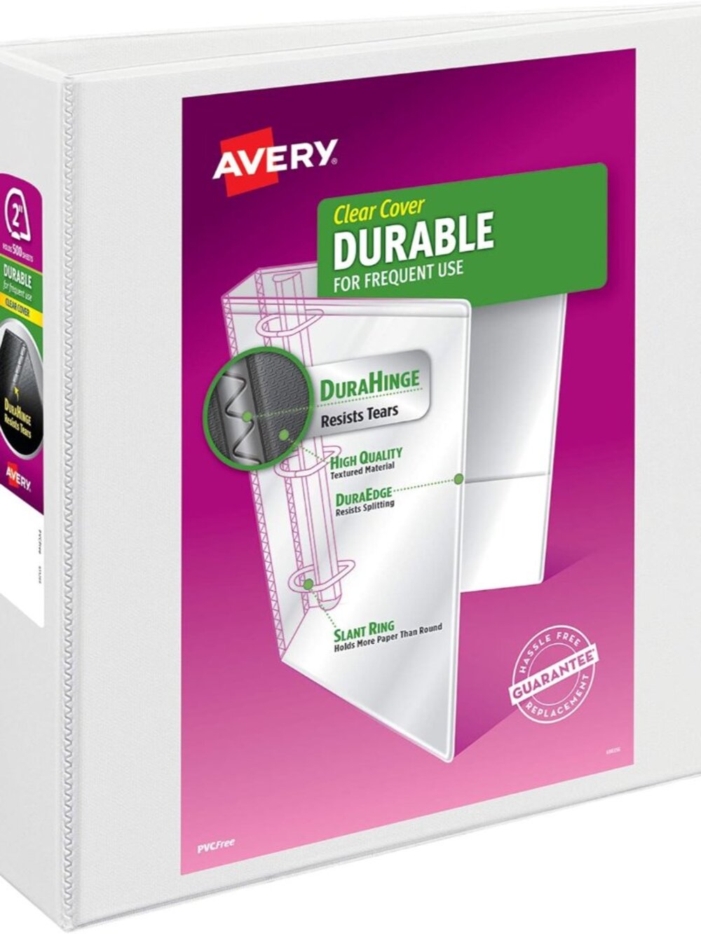 Durable View 3 Ring Binder, 2" EZD Rings, 1 White Binder